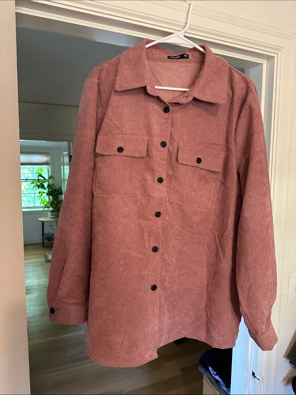 Corduroy Button-Up Shirt Jacket in Dusty Rose - Picture 4 of 4